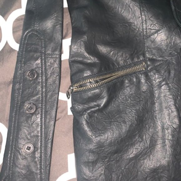Black Leather Blazer Coat - Picture 2 of 10